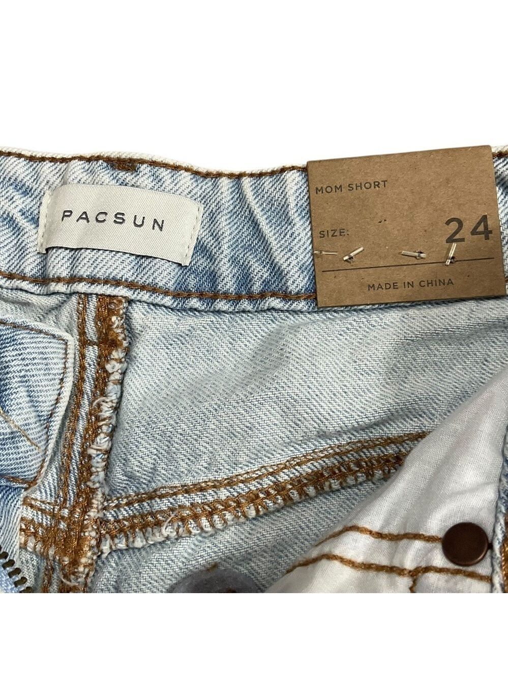 PacSun Mom Short Size 24 Shorts High Rise Light Wash Denim NWT Pacific Sunwear - Picture 11 of 15